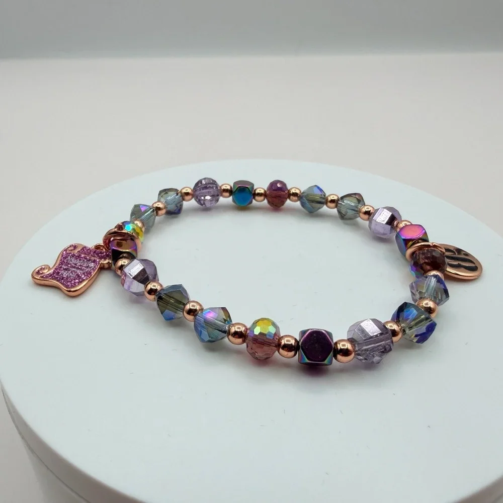 Vintage Y2K Naughty Or Nice Beaded Charm‎ Bracelet Women's Classic Retro Jewelry